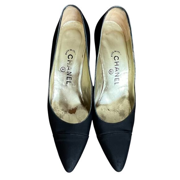 Chanel Black Interlocking CC Logo Nylon Pumps, US7.5,/T37.5 - Picture 2 of 15